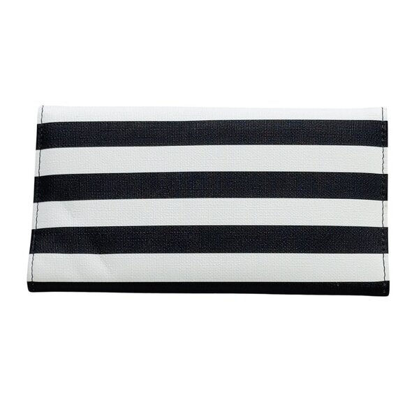 Kut From The Kloth Black & White Striped Wallet Multiple Card Slots Snap Closure - Picture 6 of 6